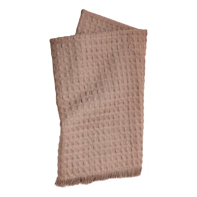 Wellbeing Waffle Bath Towel Latte Brown Cotton Everyday Kitchen Textiles Machine Wash 59x28 Inches
