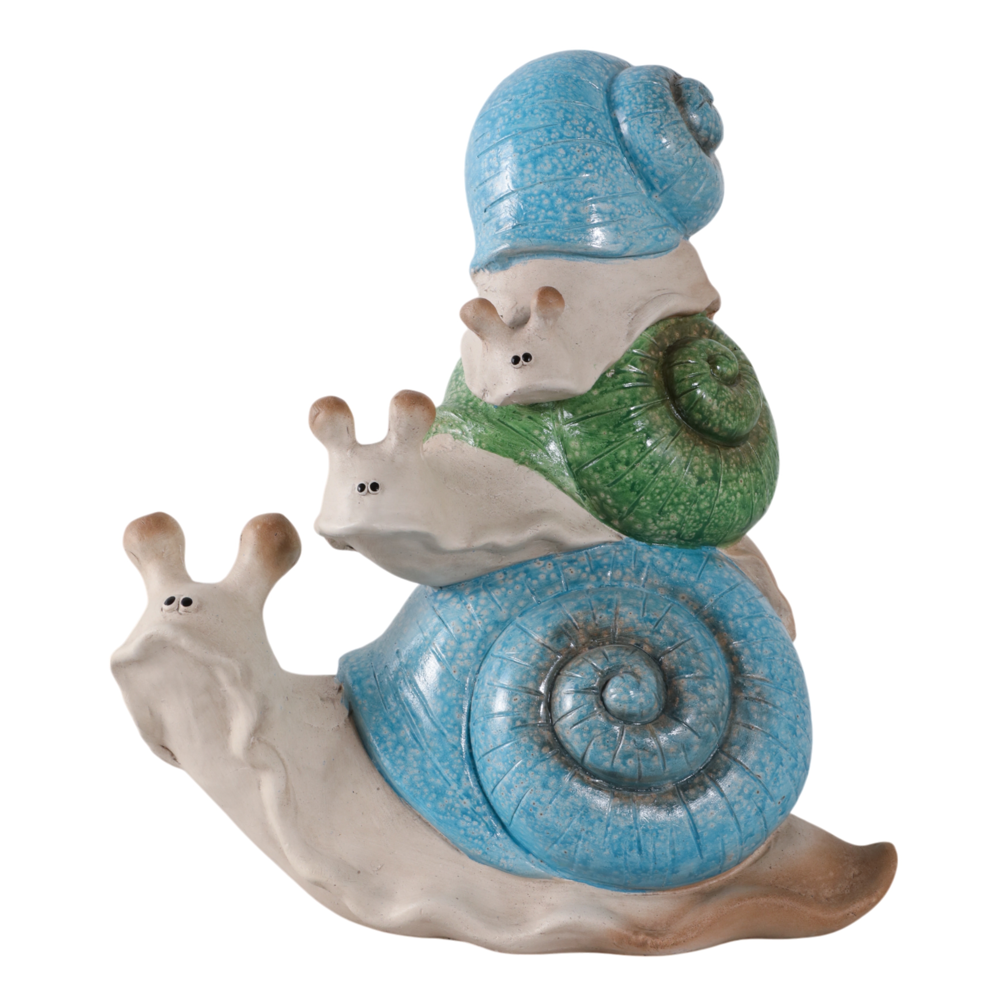 Polyresin Garden Statuary Stacked Snail Colored Shells - 15" Ivory