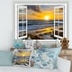 preview thumbnail 2 of 7, Open Window to Bright Yellow Sunset - Modern Seascape Canvas Artwork Print