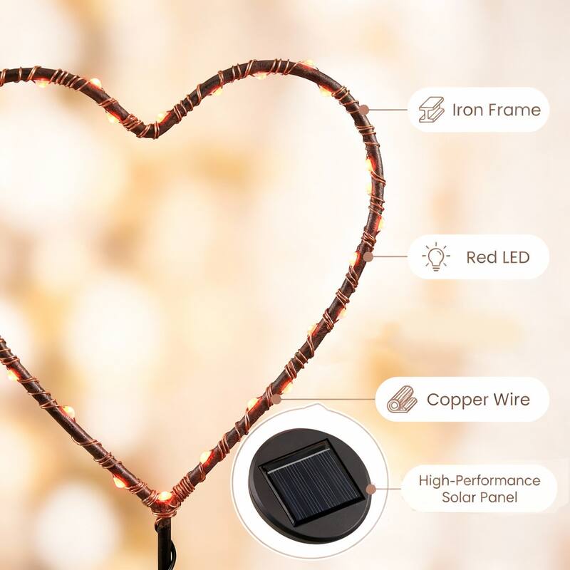 Outdoor Solar Powered LED Decorative Garden Stake Light - 2 Pack Red Heart - 2 Pack