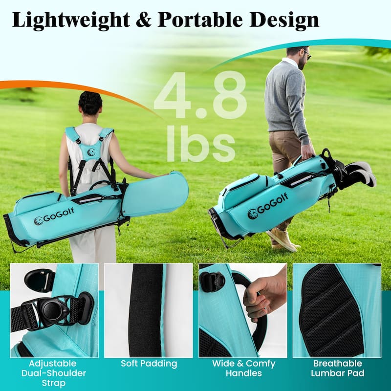 Gymax 8-Way Golf Stand Bag w/ 5 Pockets Lightweight Portable Golf Club