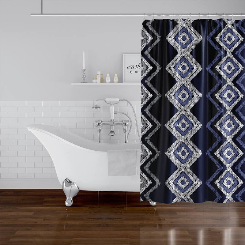 RAFE NAVY Shower Curtain By Kavka Designs Bed Bath & Beyond 35779140