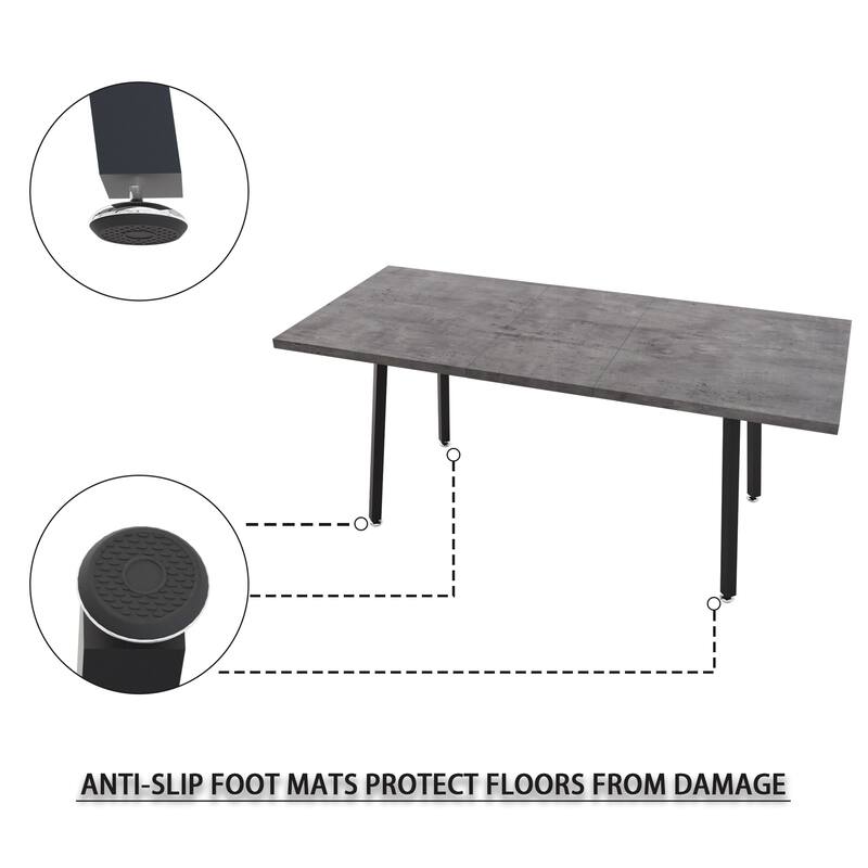 Grey MDF Modern Expandable Dining Table with Black Metal Legs - 55.1'' x 31.5” x 29.5''