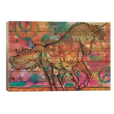 Unicorn Print On Wood by Dean Russo - Multi-Color