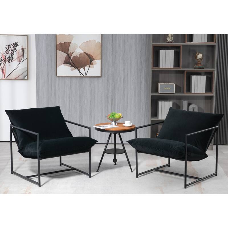 Modern Textured Velvet Sling Accent Chair