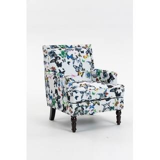 Stylish Side Chair Accent Chair Lobby Chair with Wood Frame, White Reading Chair Reception Chair Arm Chair