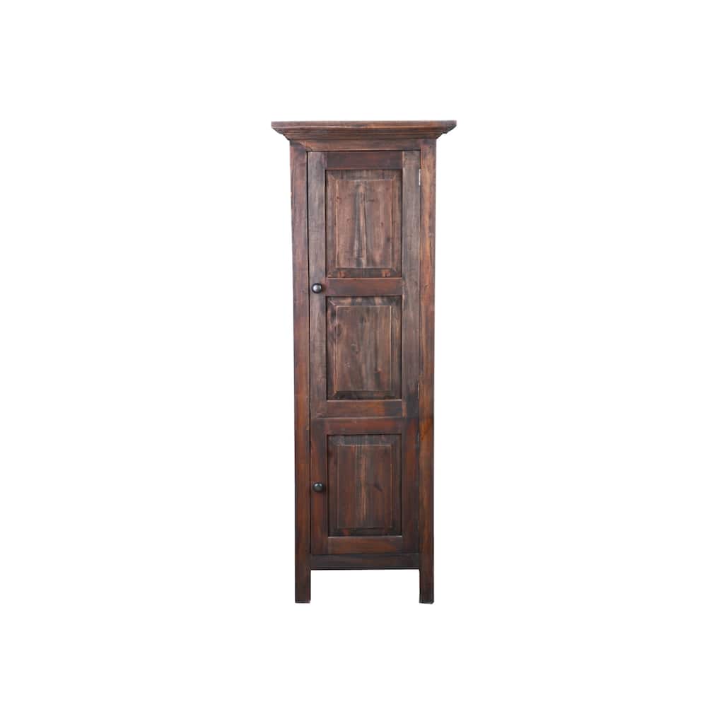 Tall 2 Door Storage Cabinet - Solid Wood, Rustic Brown - 20W x 15D x 55H - Home Organization