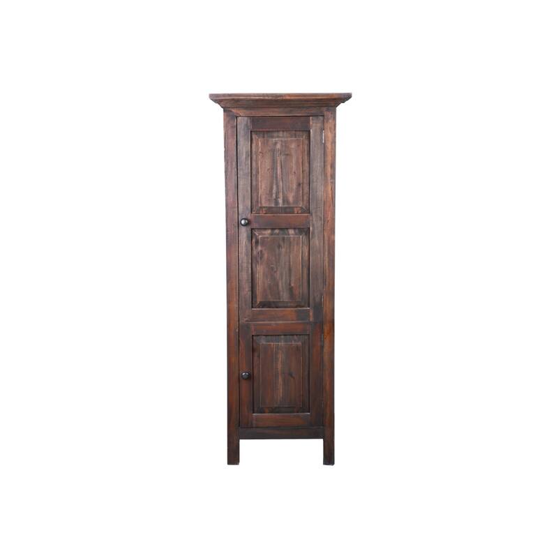Tall 2 Door Storage Cabinet - Solid Wood, Rustic Brown - 20W x 15D x 55H - Home Organization