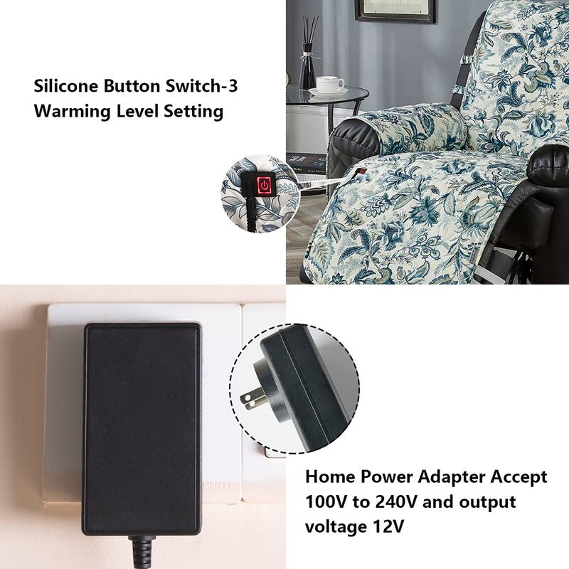 Stonecrest Heated Recliner Chair Cover, Microfiber Recliner Slipcover