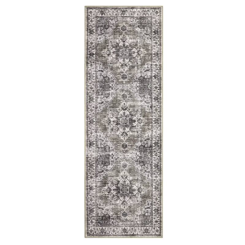 Vintage Rugs for Living Room, Medallion Print Soft Non Slip Low Pile Floor Carpet