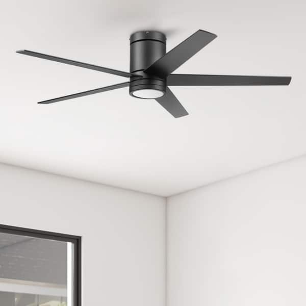 slide 2 of 43, 52" Honeywell Graceshire Contemporary Ceiling Fan with Color Changing LED Light, Remote Control, Flush Mount, Dual Finish Blades Matte Black