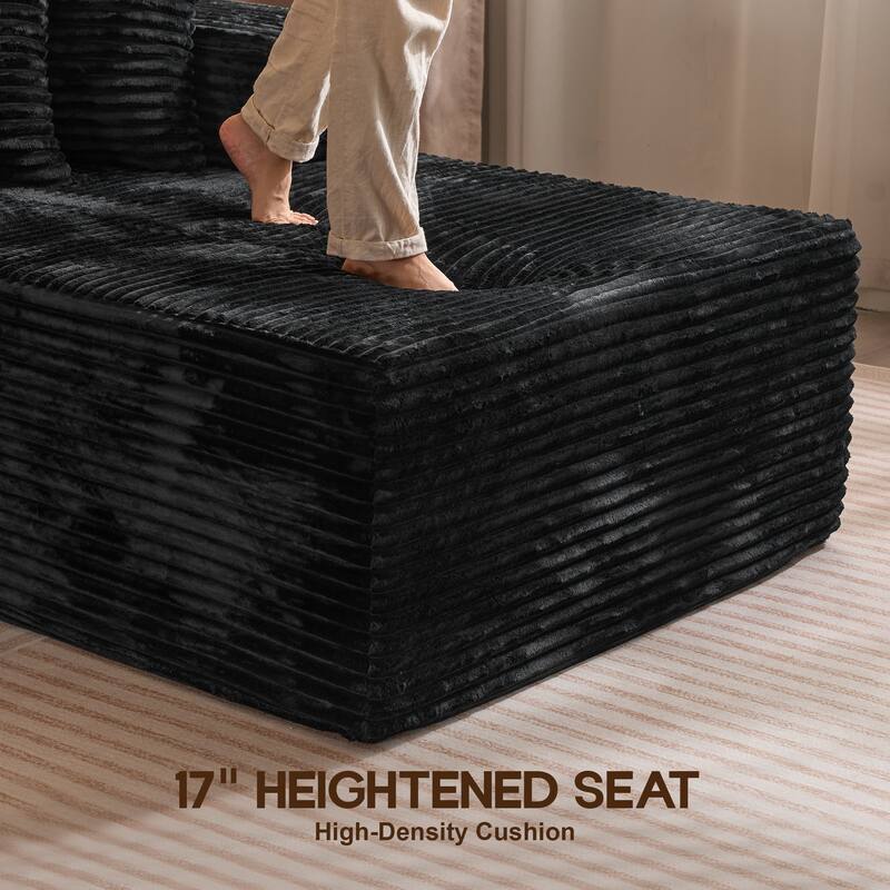 OVIOS All-Foam Plush L-Shaped Sofa​