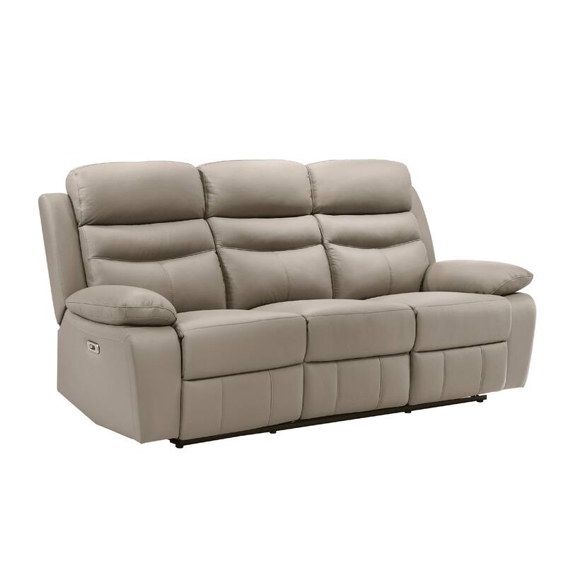 Hanna Power Dual Recliner Sofa, USB, Latte Brown Grain Leather 87 Inch