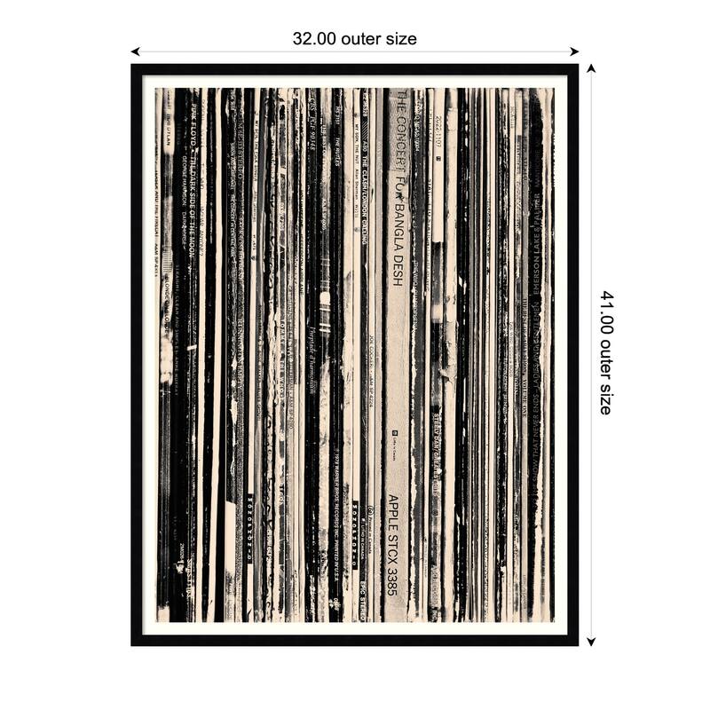Kate and Laurel 33 RPM Black and White by Robert Cadloff Framed Wall Art Print