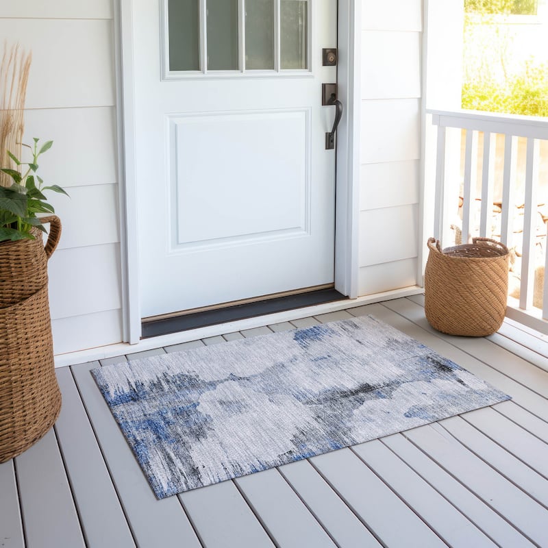 Machine Washable Indoor/ Outdoor Chantille Abstract Cloud Rug