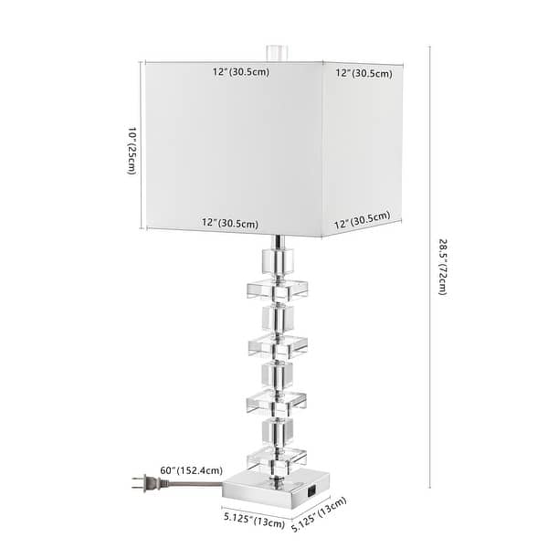 dimension image slide 0 of 2, SAFAVIEH Lighting 28 inch Crystal Deco Crystal Table Lamp (Set of 2)