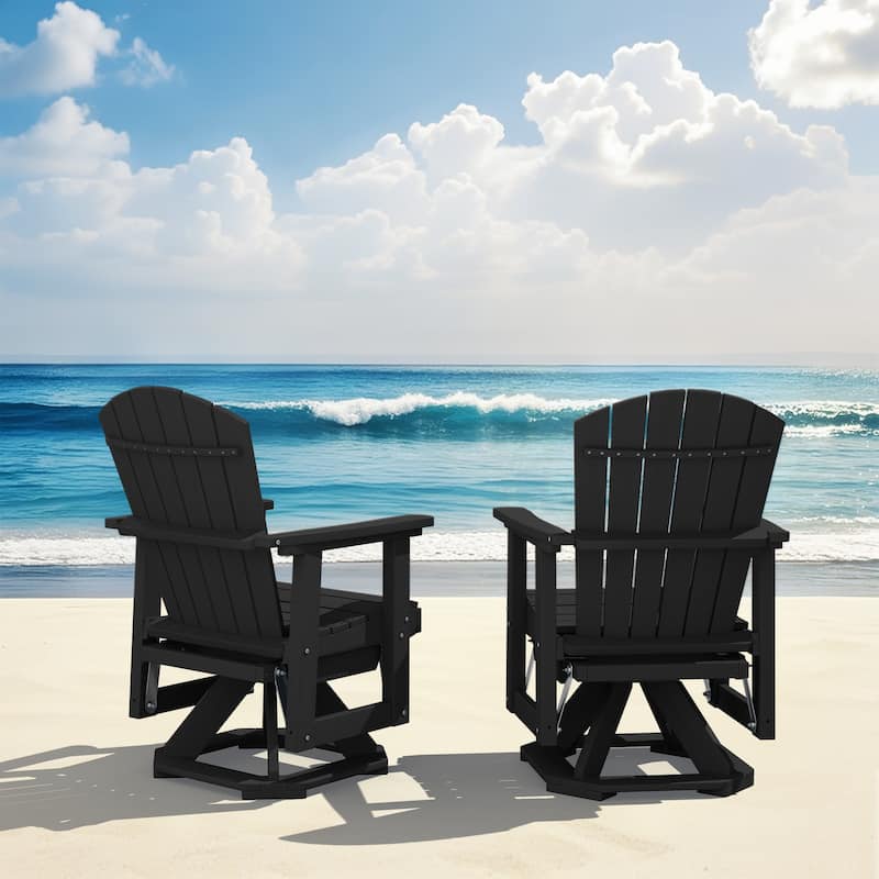 Set of 2 HDPE Adirondack Swivel Gliders, Outdoor Patio Chair Set
