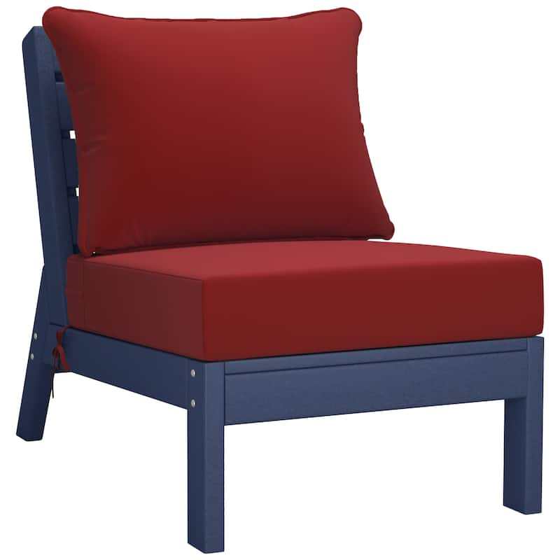 Birchwood All Weather HDPE Outdoor Patio Deep Seating Navy Blue Armless Chair With Cushions (1-Piece)
