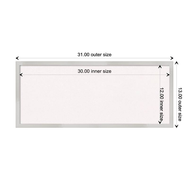 Svelte Wood Framed White Corkboard Bulletin Board - Svelte Silver - Board Size 30x12