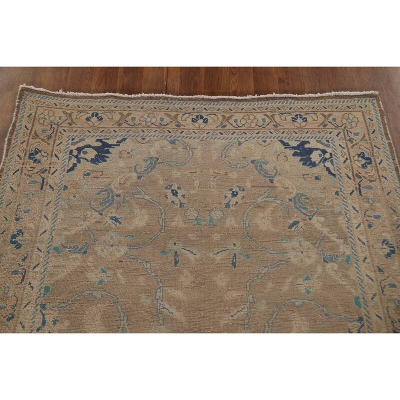 Distressed Mahal Persian Vintage Runner Rug Handmade Wool Carpet - 3'10" x 10'3"