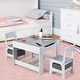 preview thumbnail 18 of 23, Costway Kids Table Chairs Set With Storage Boxes Blackboard Whiteboard