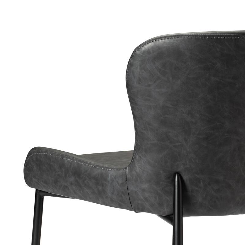 Maven Lane Naomi Metal and Vegan Leather Kitchen Dining Stool