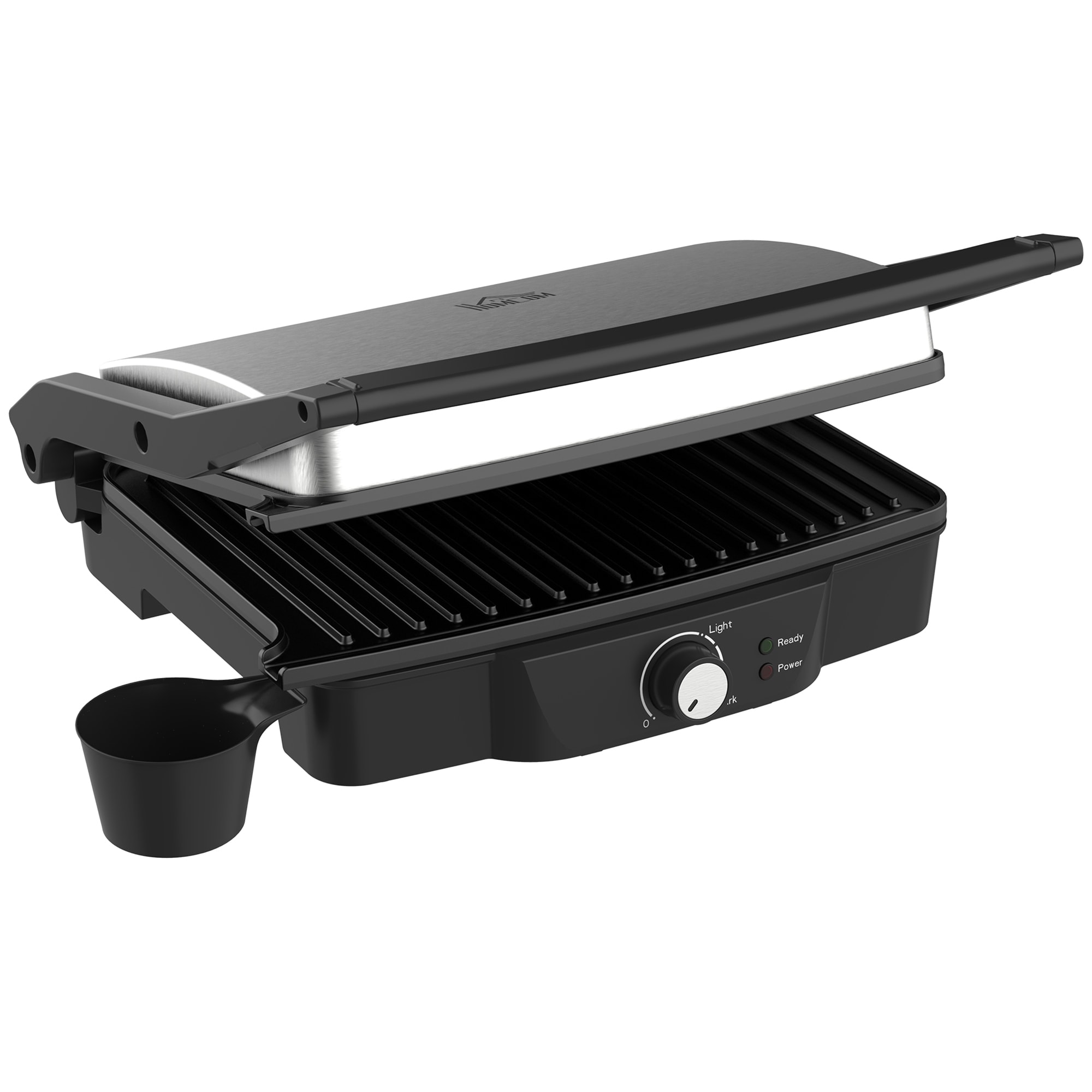 4 Slice Panini Press Grill Stainless Steel Sandwich Maker with Non Stick Double Plates Black
