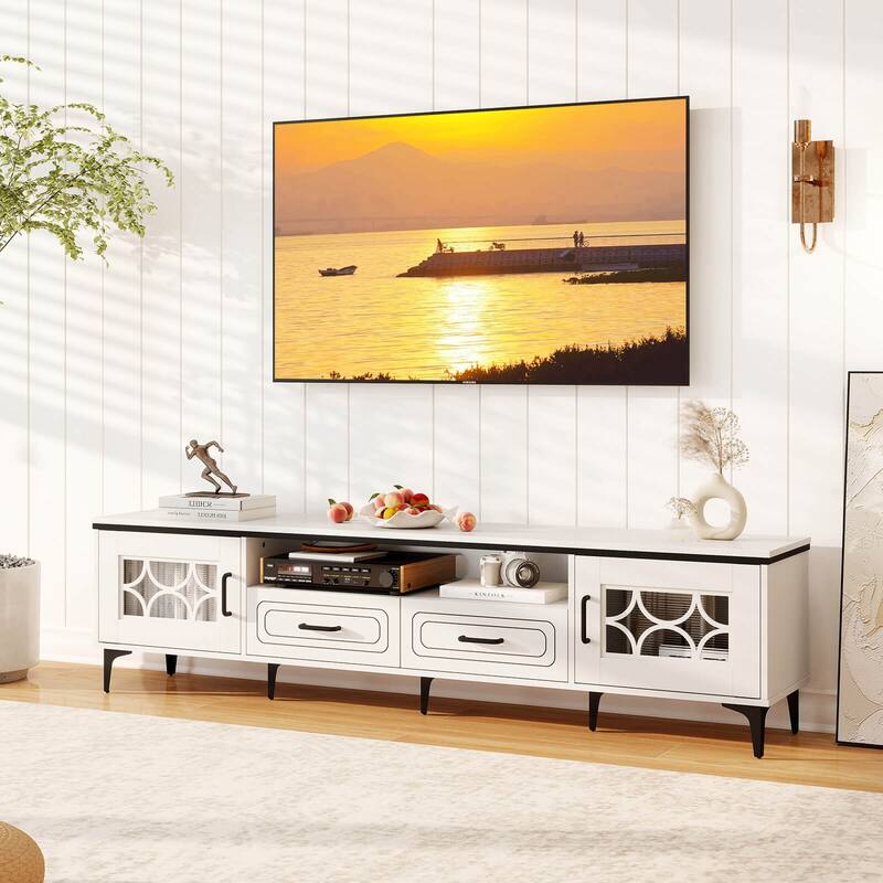 Costway 71" TV Stand for TVs up to 80" with Open Compartment Side