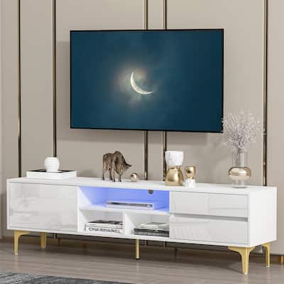 TV Stand for TVs up to 65",Entertainment Center with RGB LED Lights - 62.99inch*13.78inch*17.72inc