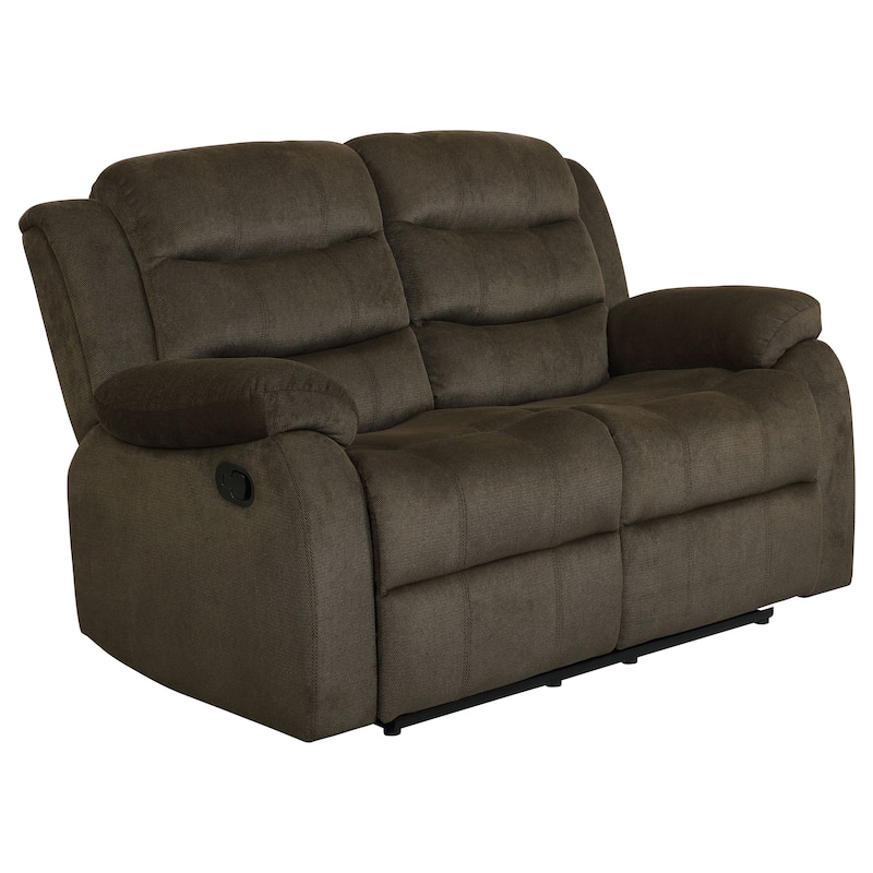 Rodman Upholstered Padded Arm Reclining Sofa Olive Brown