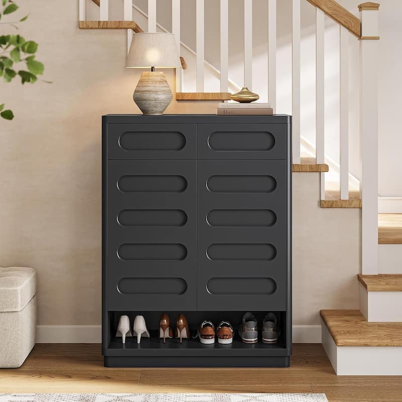 Dresser for Bedroom with 47.2" Deep Drawers TV Stand Chest of Drawers - Black - 2-drawer