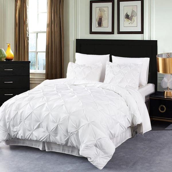 White Pintuck Comforter Set Pinch Pleated Bed in A Bag Bed Bath