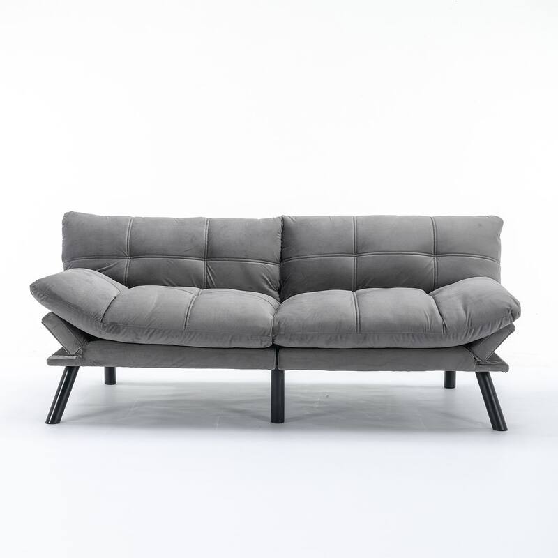 70.87" Futon Sofa Bed, Foam Foldable Couch Convertible Loveseat Sleeper Daybed with Adjustable Armrests for Small Space