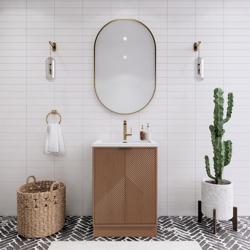 Milano 24" Freestanding Bathroom Vanity with White Acrylic Sink