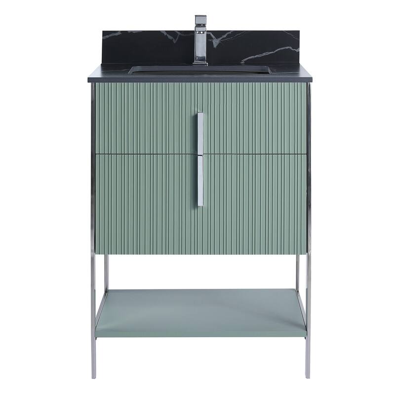 Fine Fixtures Serenity Modern Bathroom Vanity with Black Sintered Stone Top