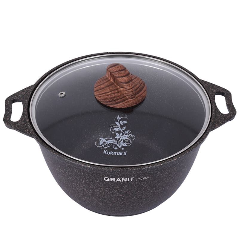 KUKMARA "Granit Ultra" Aluminum Marble Non-Stick Pot w/Glass Lid