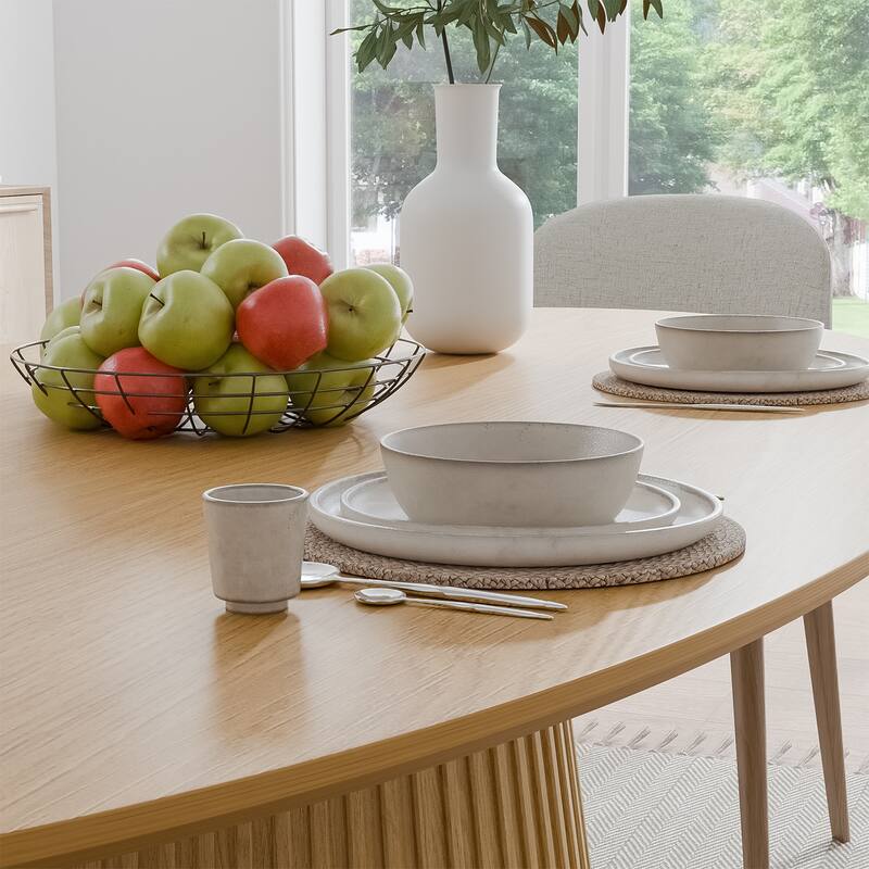 Dovelina Modern Round Wooden Dining Table - Black