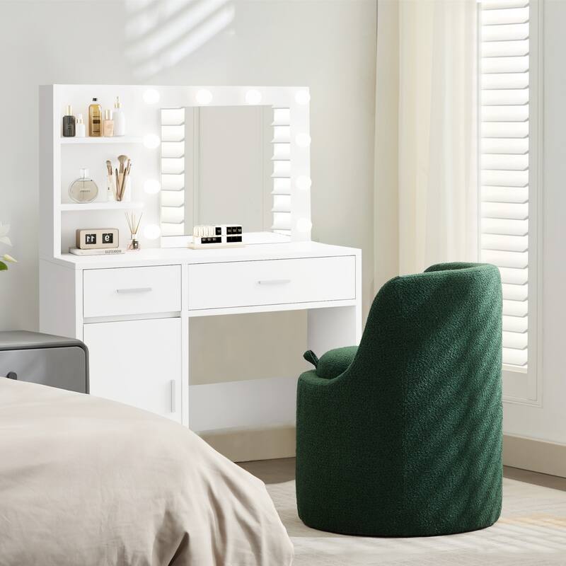 Boucle Make-Up/Vanity Stool, Hiden Storage Space, Stylish Appearance