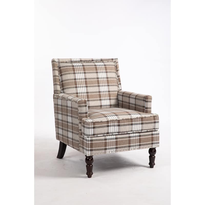 Coffee Modern Cotton High Back Upholstered Accent Chair with Sturdy Metal Frame and Turned Legs - Coffee