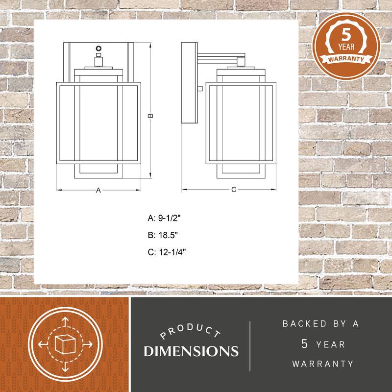 Hyde Park 3 Light Dusk to Dawn Bronze Mission Outdoor Wall Lantern Clear Glass - 9.5-in W x 18.5-in H x 12.25-in D