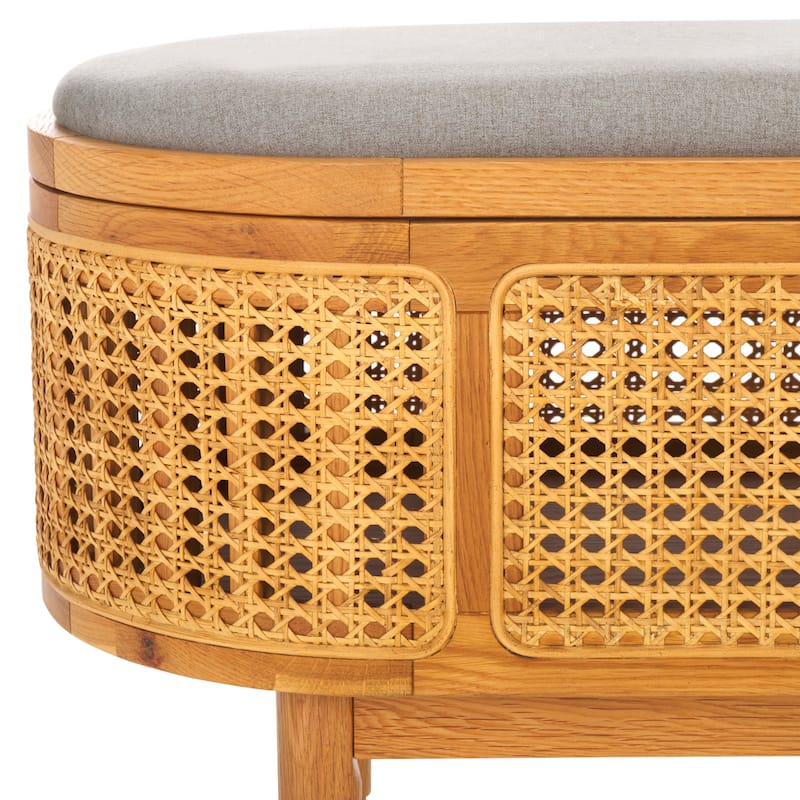 SAFAVIEH Couture Antjelina Grey Cane & Wood Storage Bench - 47" W x 15" D x 19" H - 47Wx15Dx19H