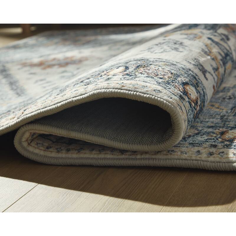 Signature Design by Ashley Wallney Blue/Gray/Orange Memory Foam Area Rug
