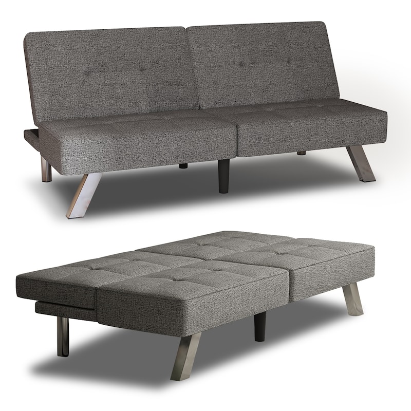 Linen Upholstered Modern Convertible Folding Futon Sofa Bed for Compact Living Space
