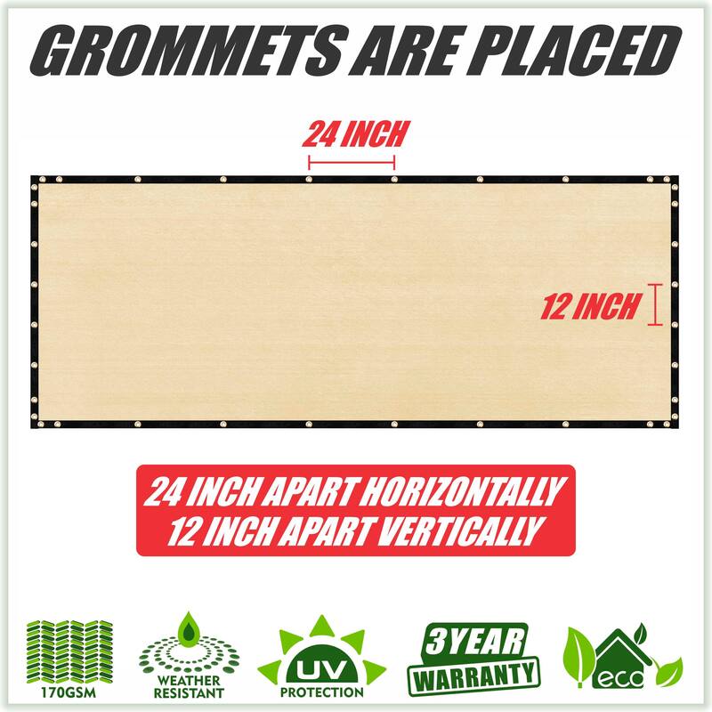 ColourTreeUSA 25 ft. Length Fence Privacy Screen Windscreen Cover Fabric Shade Tarp Netting Mesh Cloth Commercial Grade 170 GSM