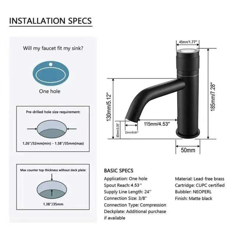 Matte Black Single Hole Bathroom Faucet