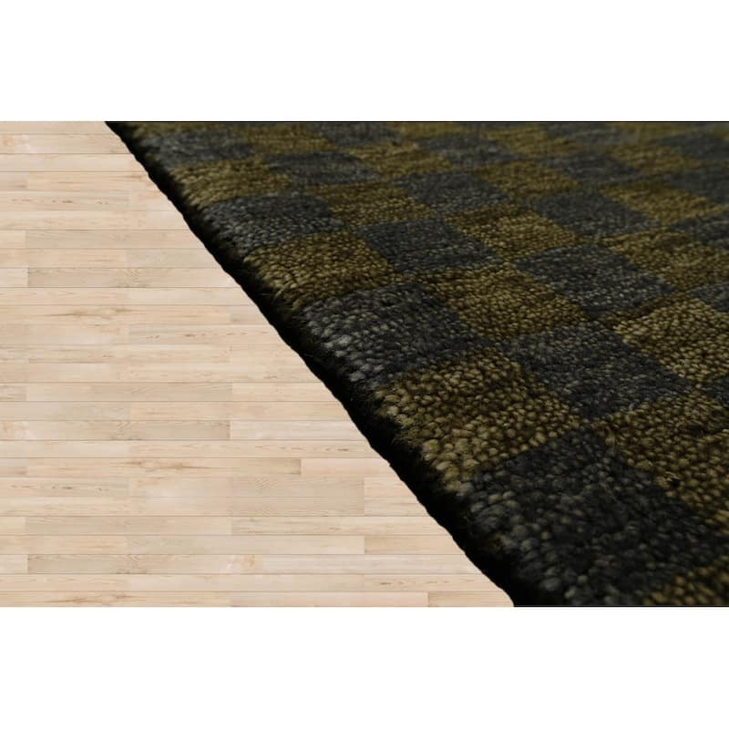 Hand Knotted Green, Slate Tibetan 100% Wool Modern Oriental Area Rug - 4' 11'' x 7' 2''