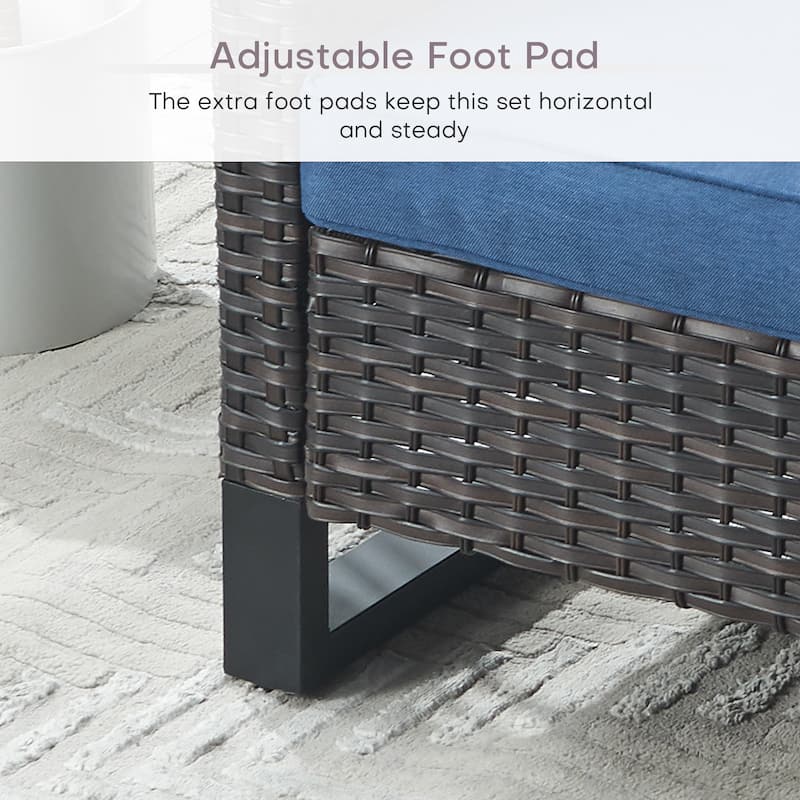 Pocassy Outdoor 3-Seat Sofa Ottomans Set of 3