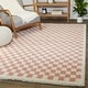 preview thumbnail 18 of 43, Covey Plush Checkered Thick Shag Area Rug 5'3" x 7' - Pink