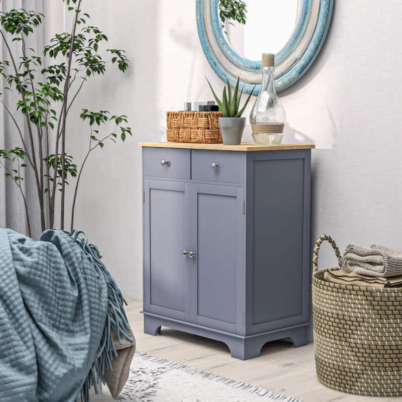 Sideboard Buffet Cabinet, Double Door Kitchen Cabinet, Coffee Bar Storage with 2 Drawers,Gray