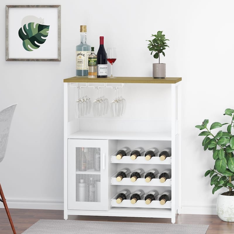 Wine Bar Cabinet with Storage,Small Liquor Cabinet,Bar Cabinet with Glass Holder